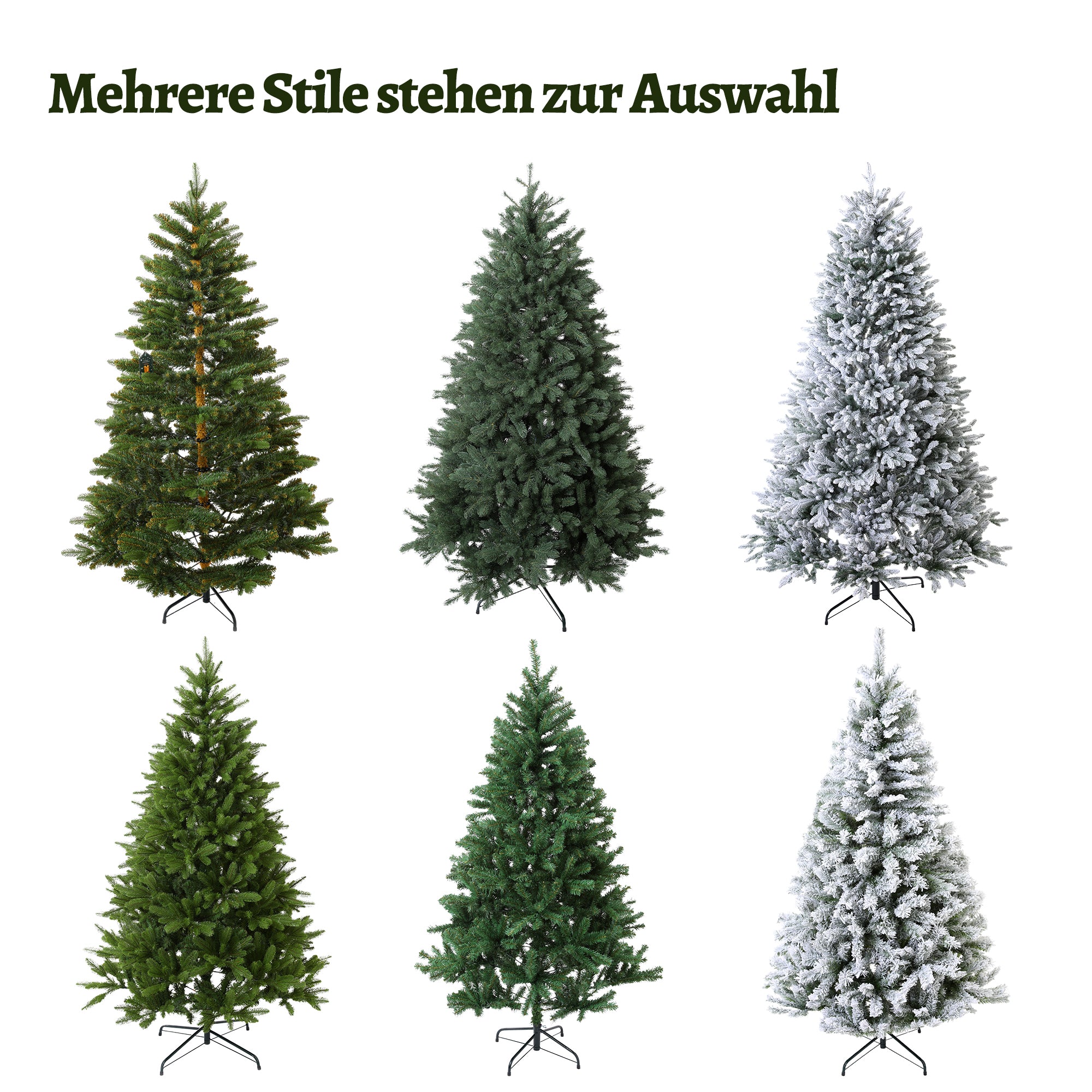 Artificial Snow-Flocked Christmas Tree – Snowy Fir Tree in Various Sizes (180–240 cm), Dense PVC Tree, Foldable Umbrella Design, Realistic Look, Incl. Metal Stand, Flame Retardant
