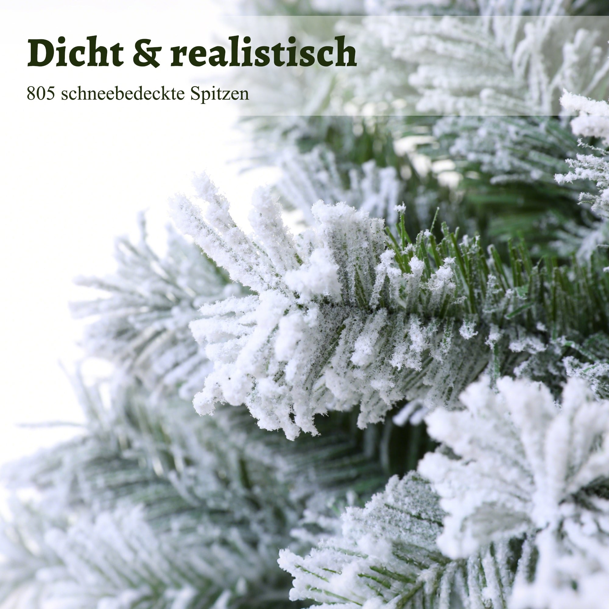Artificial Snow-Flocked Christmas Tree – Snowy Fir Tree in Various Sizes (180–240 cm), Dense PVC Tree, Foldable Umbrella Design, Realistic Look, Incl. Metal Stand, Flame Retardant