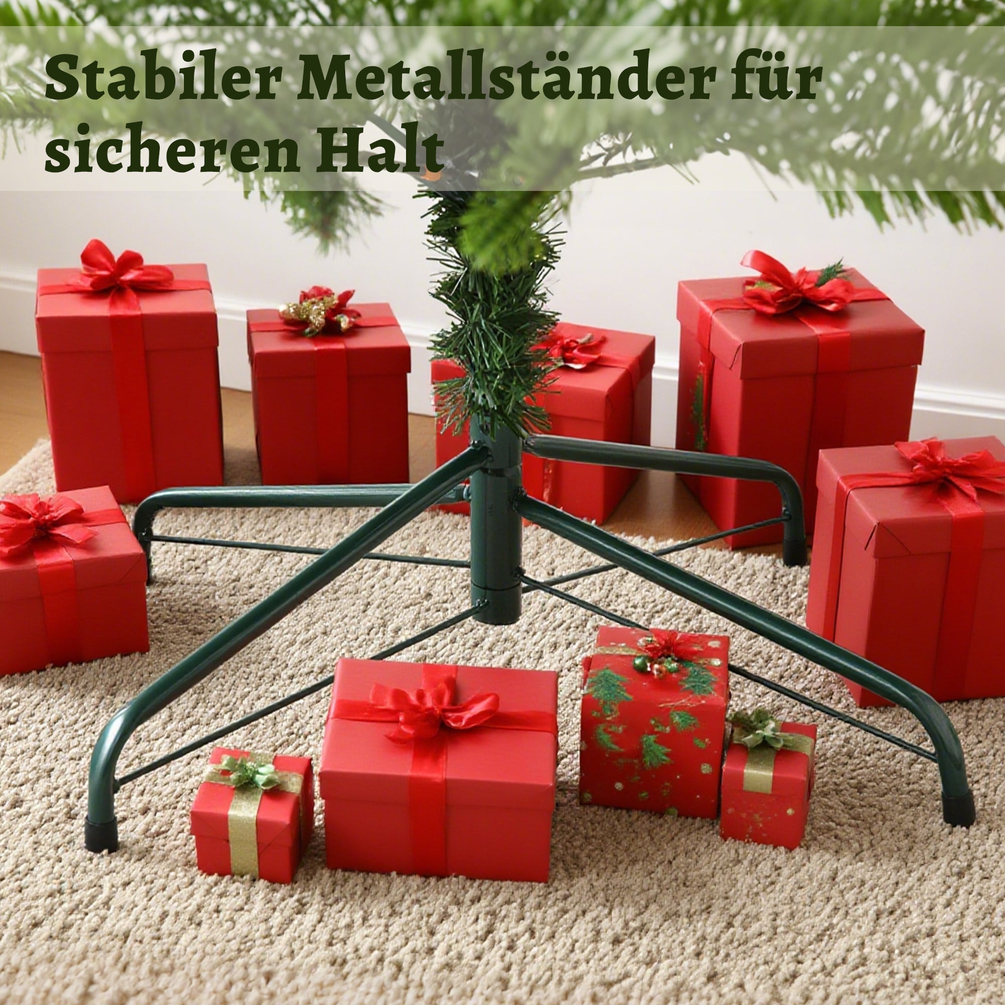 YULEMS Artificial Christmas Tree 180/210/240cm – Realistic PE+PVC Branches & Sturdy Metal Base – Dense, Durable & Lifelike – Indoor Christmas Decoration