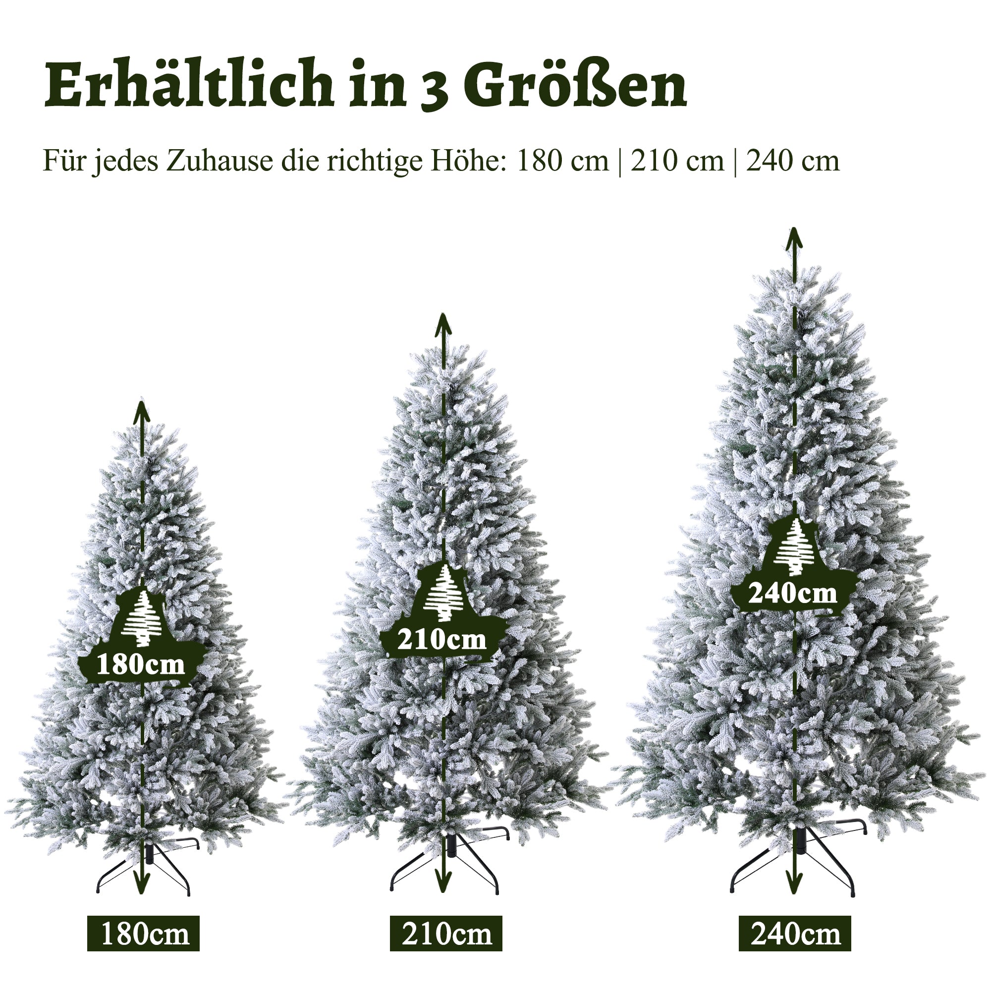 Premium Artificial Christmas Tree 180/210/240cm – Snow-Flocked & Realistic | Dense 100% PE Branches with Sturdy Metal Stand – Natural-Looking Pine Tree Without Lights