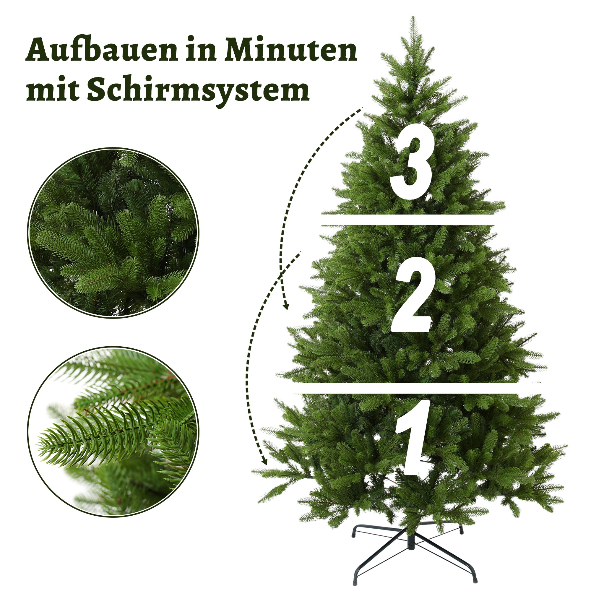 YULEMS Artificial Christmas Tree 180/210/240cm – Realistic PE+PVC Branches & Sturdy Metal Base – Dense, Durable & Lifelike – Indoor Christmas Decoration